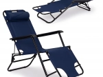 Chaise longue de jardin pliante avec appuie-tête, bleu – MultiGarden
