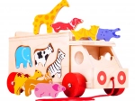 Bigjigs Toys camion en bois à tirer avec animaux et boîte à formes