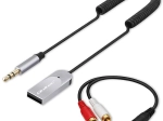 récepteur audio Bluetooth 6.0 sans fil pour maison et voiture avec 2× RCA, prise jack 3,5 mm AUX et alimentation USB, microphone
