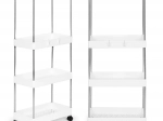 Support de salle de bain en plastique avec 4 étagères sur roulettes