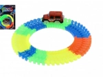 Piste de course flexible lumineuse avec une petite voiture à pile, 57 pièces, 72 cm