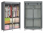Armoire penderie en tissu avec étagères et tringles à vêtements MODERNHOME, grise, 106 × 43,5 × 174 cm