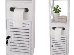 Armoire de salle de bain Ruhhy avec distributeur de papier toilette et serrure à clé, blanche