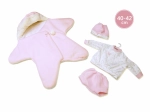 Tenue pour poupée NEW BORN 40–42 cm – ensemble rose avec polaire étoilée Llorens