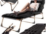 Lit de camp touristique pliable LUARO avec matelas 193 cm noir