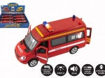 Camion de pompiers métal/plastique 15 cm avec lumière et son, à rétrofriction