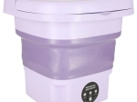 Mini machine à laver de voyage pliable 8 l – lave-linge compact et portable avec essorage, violet