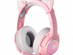 Casque de jeu rose avec oreilles de chat