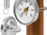 Thermomètre bimétallique à ressort de serrage pour tuyau Ruhhy 0–120 °C