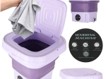 Mini machine à laver de voyage pliable 8 l violette