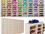 Étagère en bois pour petites voitures KRUZZEL avec 80 compartiments