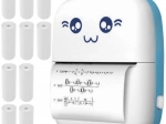 Mini imprimante thermique portable IZOXIS motif chat avec 11 rouleaux de papier