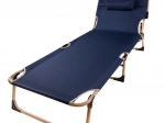 Lit de camp pliant avec dossier réglable 193 cm, bleu foncé