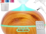 Diffuseur d’arômes et humidificateur ultrasonique 400 ml avec ionisation et LED, télécommande + 3 huiles