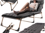 Lit de camping pliable LUARO avec matelas, 193 cm, gris foncé