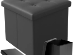 Pouf pliable avec coffre en simili cuir Ruhhy gris - 1 pièce