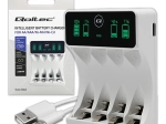 Chargeur pour accus Ni-MH AA/AAA avec écran LCD et câble USB‑C, blanc