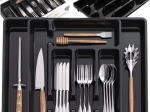 Organisateur extensible en plastique pour couverts, à placer dans le tiroir de cuisine