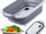 Égouttoir pliable en silicone avec planche à découper