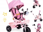 Tricycle poussette pour enfants rose avec siège pivotant et barre de guidage ECOTOYS