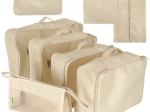 Set de 8 organiseurs de valise, beige