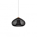 Lampe suspendue en rotin naturel pour plafond - 40 cm - noir