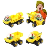 Kit de construction 5-en-1 bétonnière avec camion-benne basculant, 38 pièces + 5 cartes