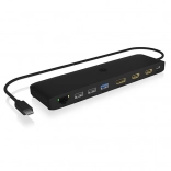 Station d’accueil USB‑C Icy Box 12‑en‑1 avec triple sortie vidéo, HDMI, DisplayPort, LAN et USB