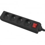 Multiprise noire 1,5 m avec 4 prises et interrupteur