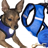 Harnais pour chiens sans pression avec laisse taille M – Bleu