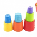 Pyramide empilable en gobelets en plastique, colorée, 7 pièces