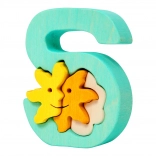 Lettre en bois S avec soleil – puzzle encastrable FAUNA