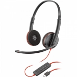 Casque stéréo filaire USB Poly Blackwire 3220 avec adaptateur USB‑C/USB‑A
