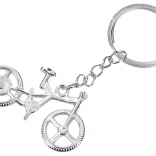 Porte-clés argenté en forme de vélo