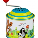 Boîte à musique à manivelle TAUPE, métal 8 cm