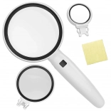 loupe manuelle avec éclairage LED et lentilles interchangeables 3,5x/5x/11x