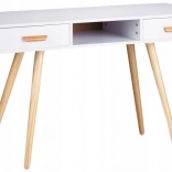 Bureau d’écriture et console de maquillage modernes en pin, blanc, 120 × 45 cm