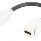 module keystone HDMI 2.0 avec câble 12 cm, prise traversante, blanc