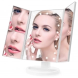Miroir cosmétique LED avec éclairage et grossissement 2x/3x, blanc