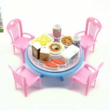 Mobilier pour poupées – table et chaises avec accessoires, plastique, 12 cm
