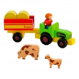 Figurines en bois Jeujura fermier avec tracteur