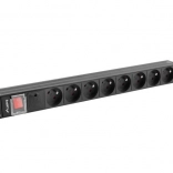 Lanberg PDU pour rack 19" 1U, 8 prises type E, 16 A, noir