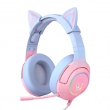 Casque de jeu rose-bleu avec oreilles de chat