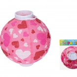 Lampion boule 20 cm à piles avec motif de cœurs