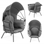 Fauteuil de jardin avec auvent réglable, gris ModernHome