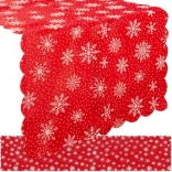 Long Chemin de Table de Noël Rouge avec Flocons de Neige Blancs 185 x 35 cm