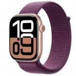 Apple Watch Series 10 GPS 46 mm or rose, bracelet sport prune