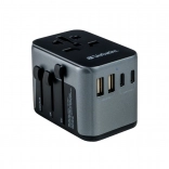 adaptateur de voyage universel verbatim uta-03 avec pd 30 w et qc 3.0, 3× usb-c et 2× usb-a