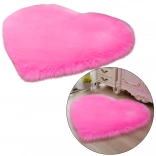 Tapis peluche rose en forme de cœur 40x50 cm
