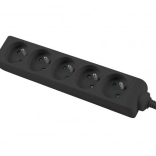 Rallonge 3 m, noire, 5 prises, câble en cuivre